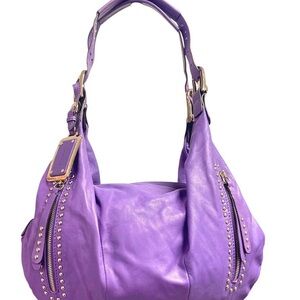 💜B MAKOWSKI Purple Leather Hobo Bag